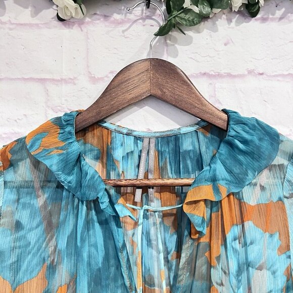 Anthropologie The Marais Floral Chiffon Maxi Dress Long Sleeves Boho Size XXS - Picture 5 of 13